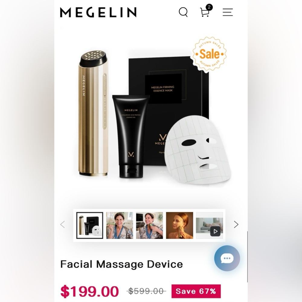 Gold Facial Massage Device with Black Treatment Gel - Gold & Black